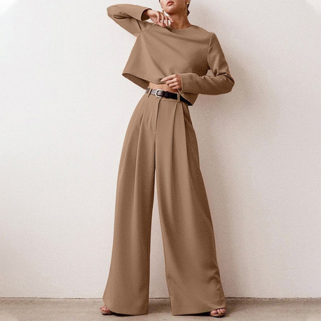 Anja Long-Sleeve Crop Top Trouser Set