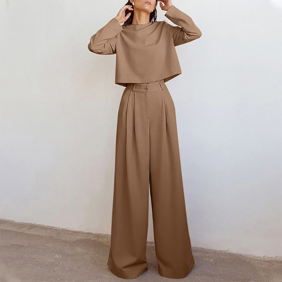 Anja Long-Sleeve Crop Top Trouser Set
