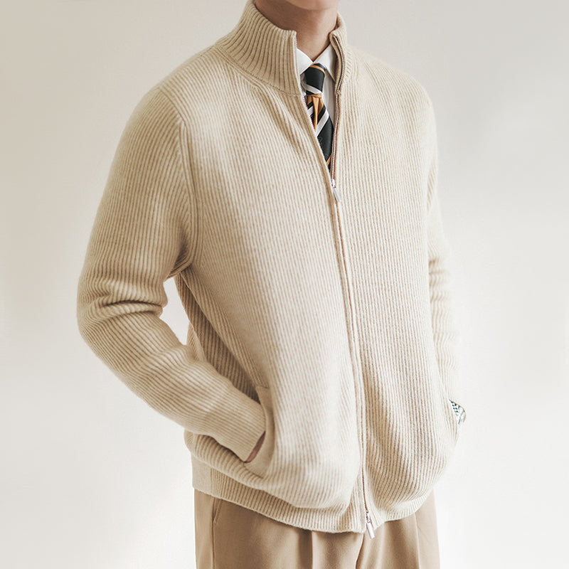 Jan Full-Zip Ribbed Knit Sweater