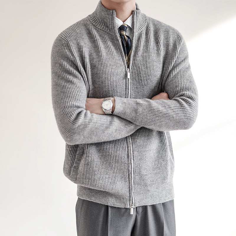 Jan Full-Zip Ribbed Knit Sweater