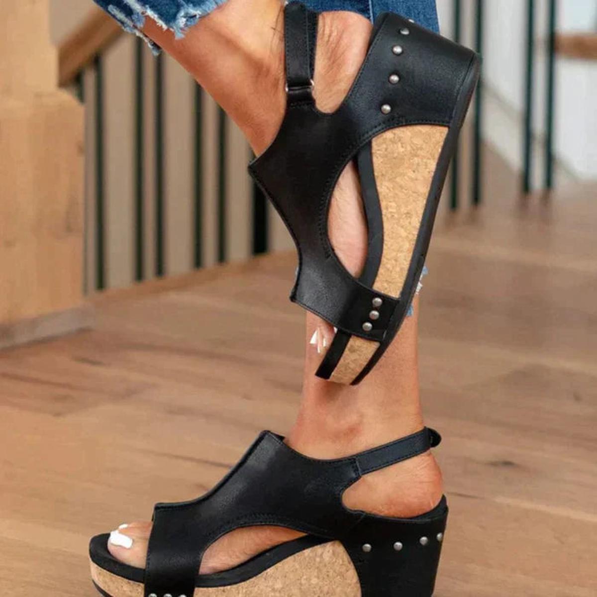 Angela Slip-On Wedge Sandals with Open Toe