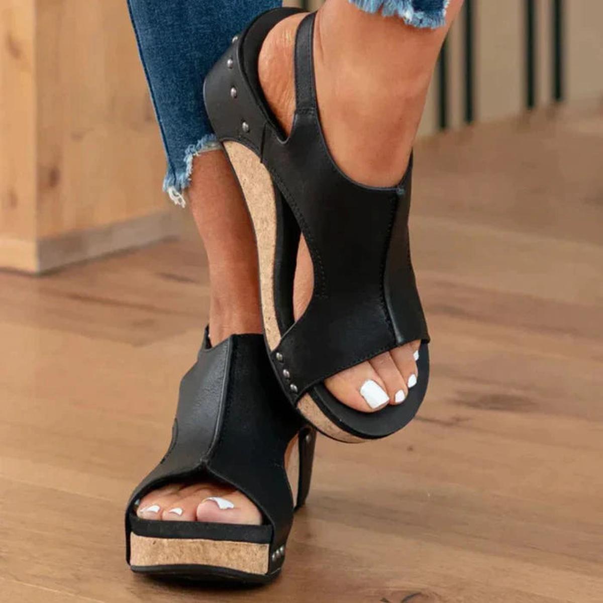 Angela Slip-On Wedge Sandals with Open Toe