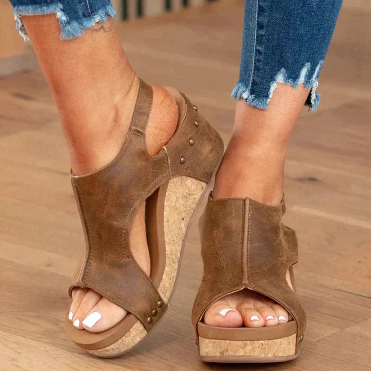 Angela Slip-On Wedge Sandals with Open Toe