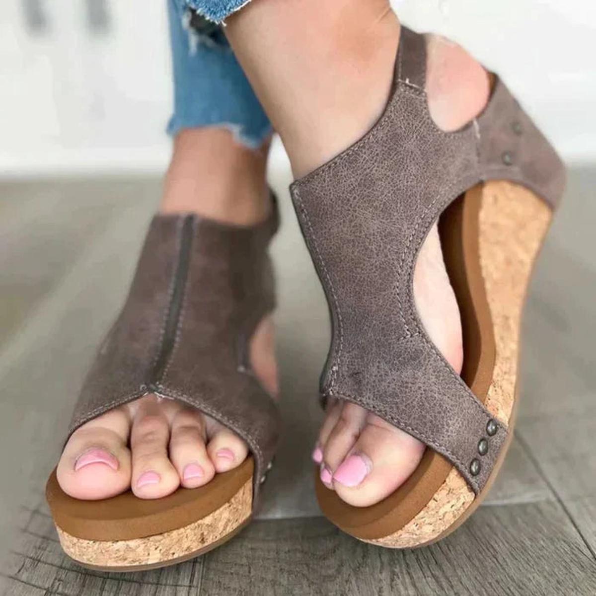 Angela Slip-On Wedge Sandals with Open Toe