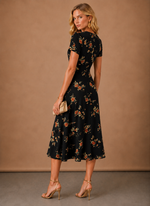 Women's Floral Midi Dress – Button Front Short Sleeve | Areleon