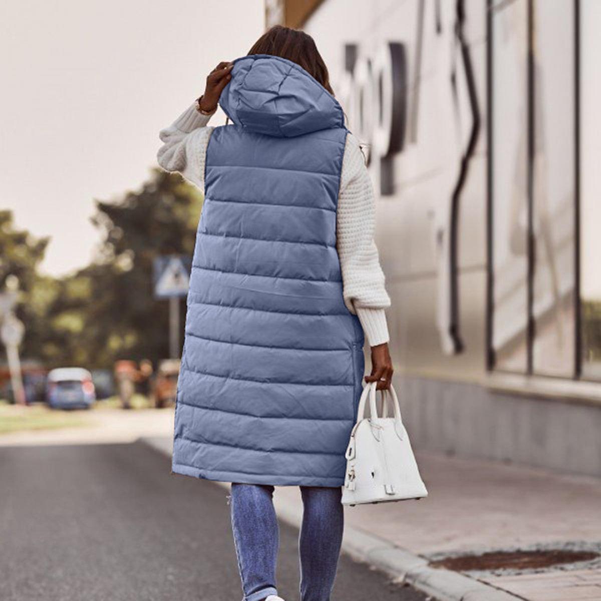 Daniela Long Hooded Quilted Vest