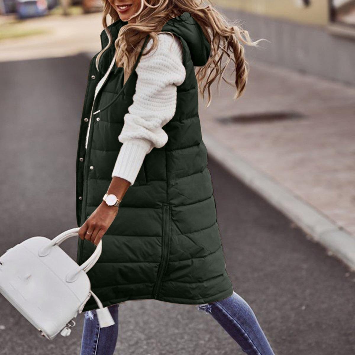 Daniela Long Hooded Quilted Vest