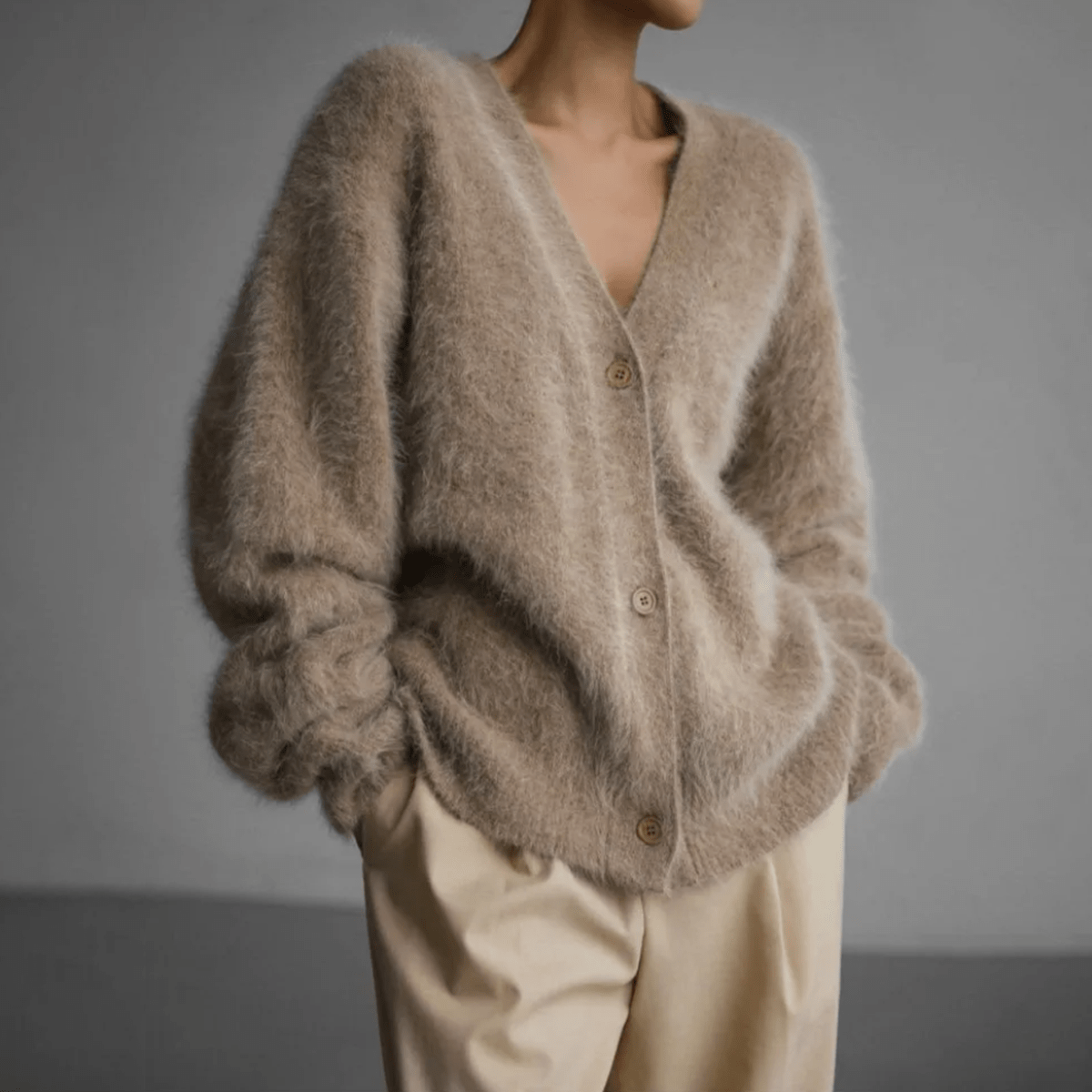 Edith Fuzzy Button Front Cardigan