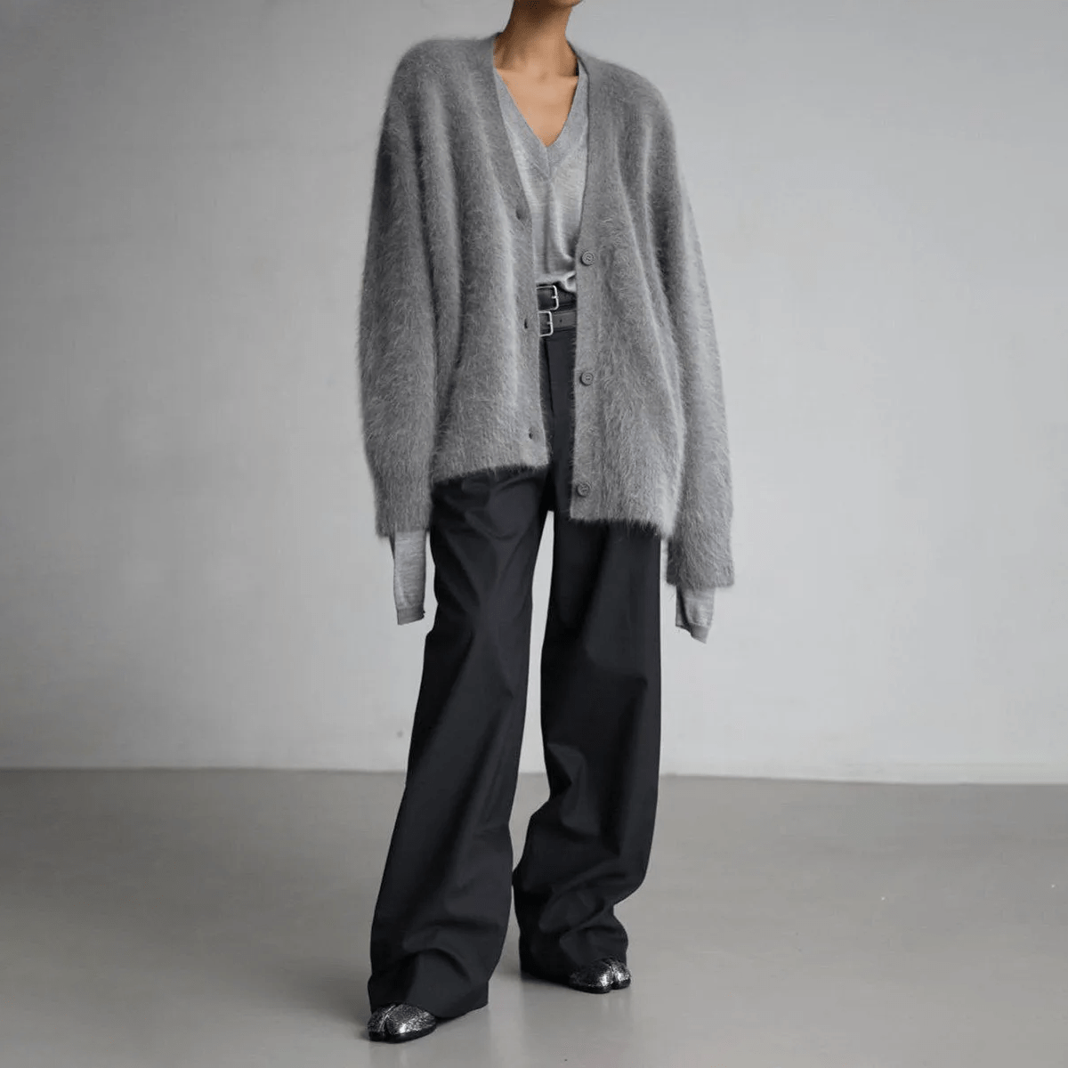 Edith Fuzzy Button Front Cardigan