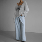 Edith Fuzzy Button Front Cardigan