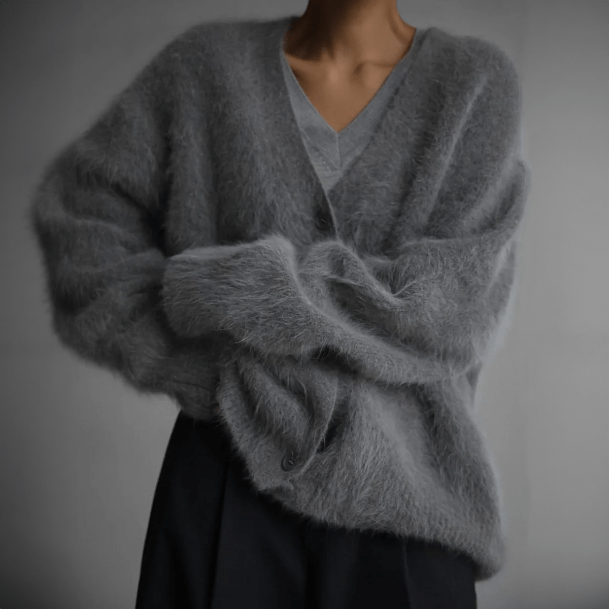 Edith Fuzzy Button Front Cardigan