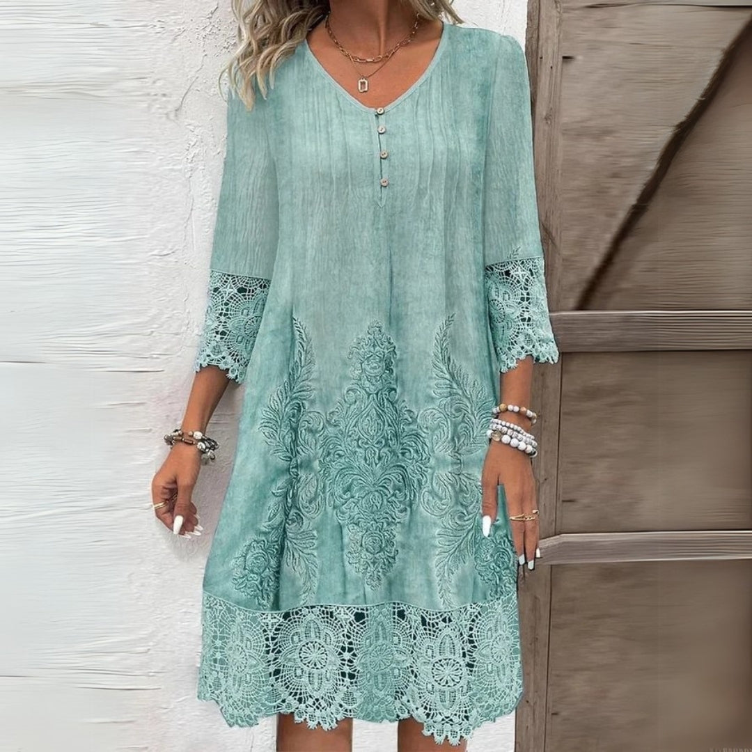 Greta Vintage Lace Trim Shift Dress