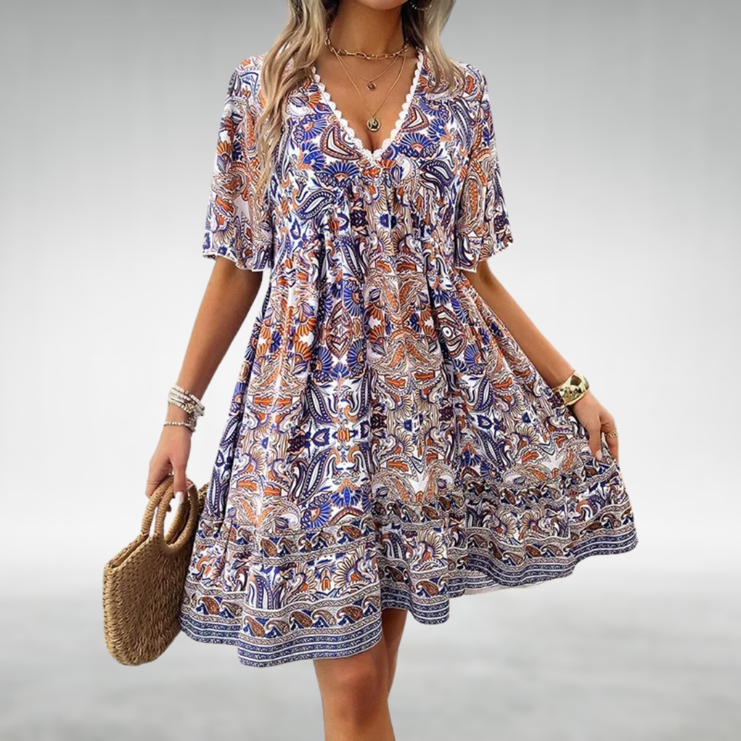 Felicia Boho Paisley Mini Dress
