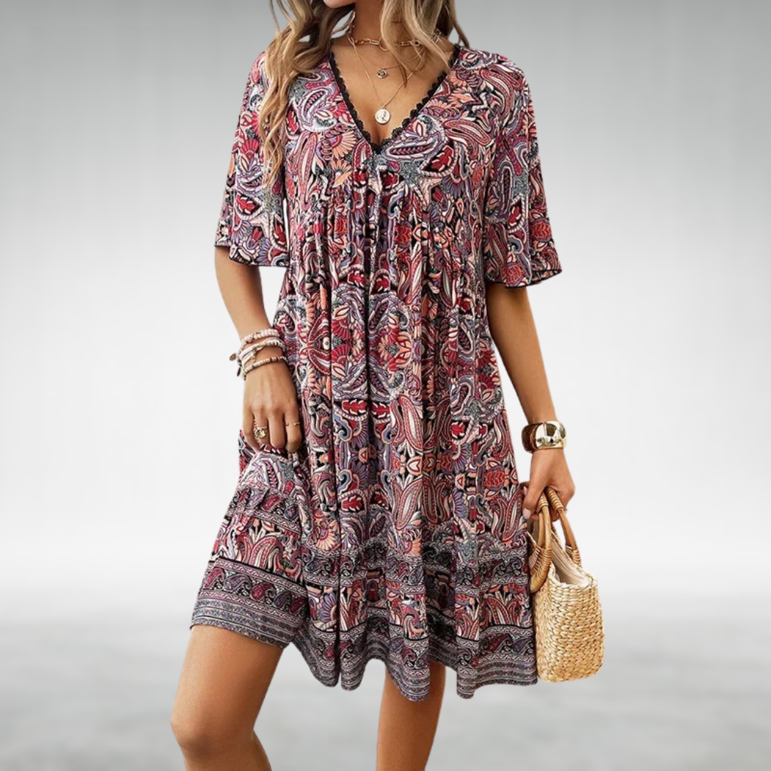 Felicia Boho Paisley Mini Dress