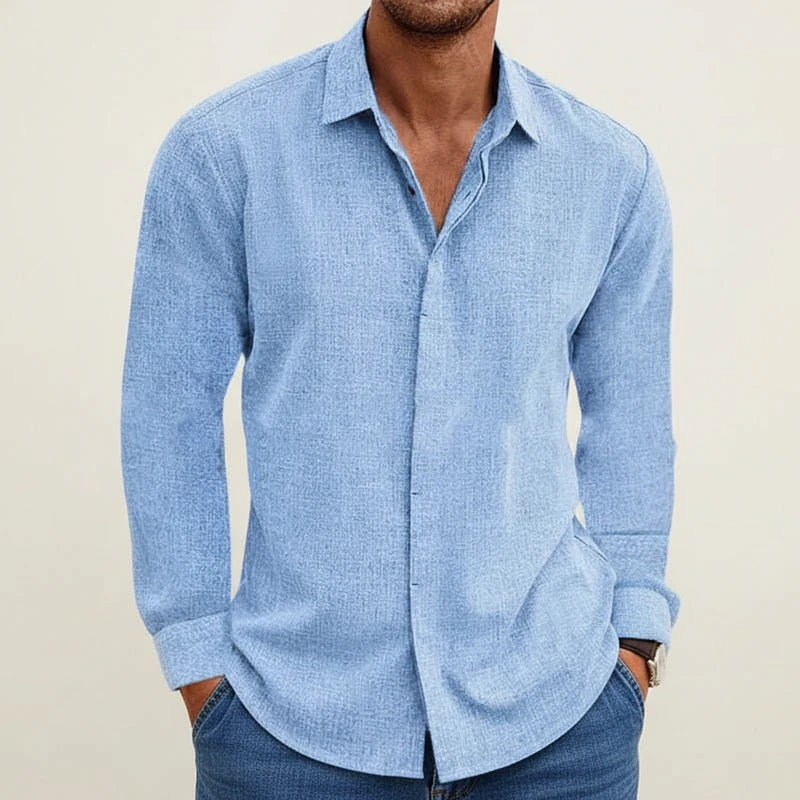 Andreas Textured Long-Sleeve Button-Up Shirt