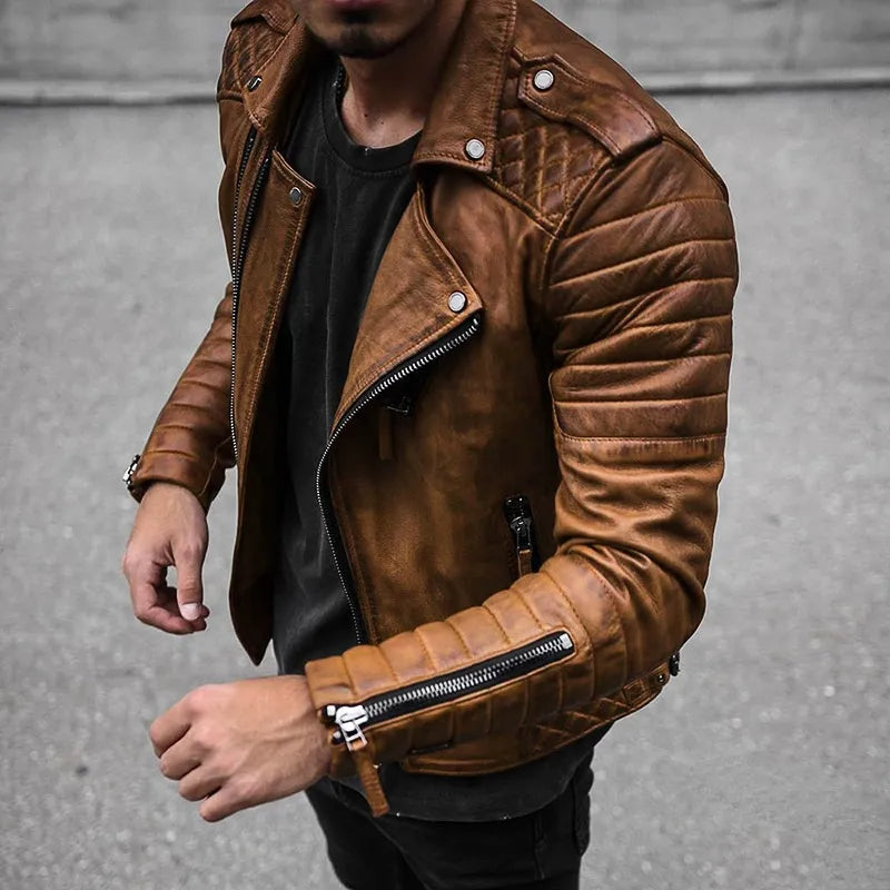 Manfred Slim Fit Zip-Up Leather Jacket