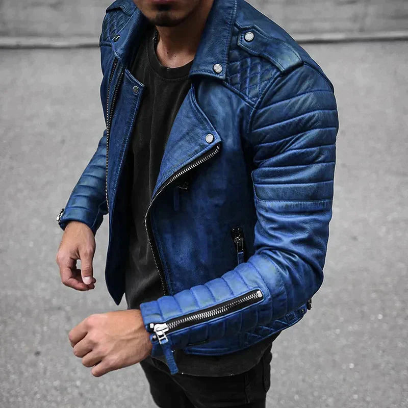 Manfred Slim Fit Zip-Up Leather Jacket
