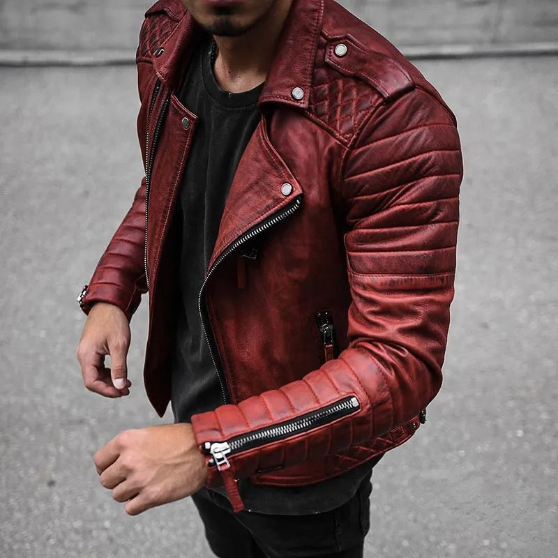 Manfred Slim Fit Zip-Up Leather Jacket