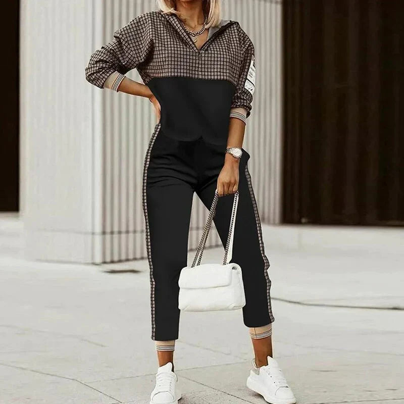 Monika Plaid Long Sleeve Tracksuit Set