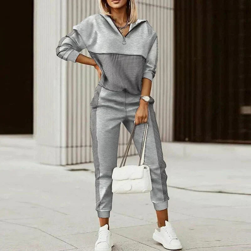 Monika Plaid Long Sleeve Tracksuit Set