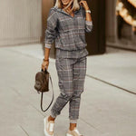 Monika Plaid Long Sleeve Tracksuit Set