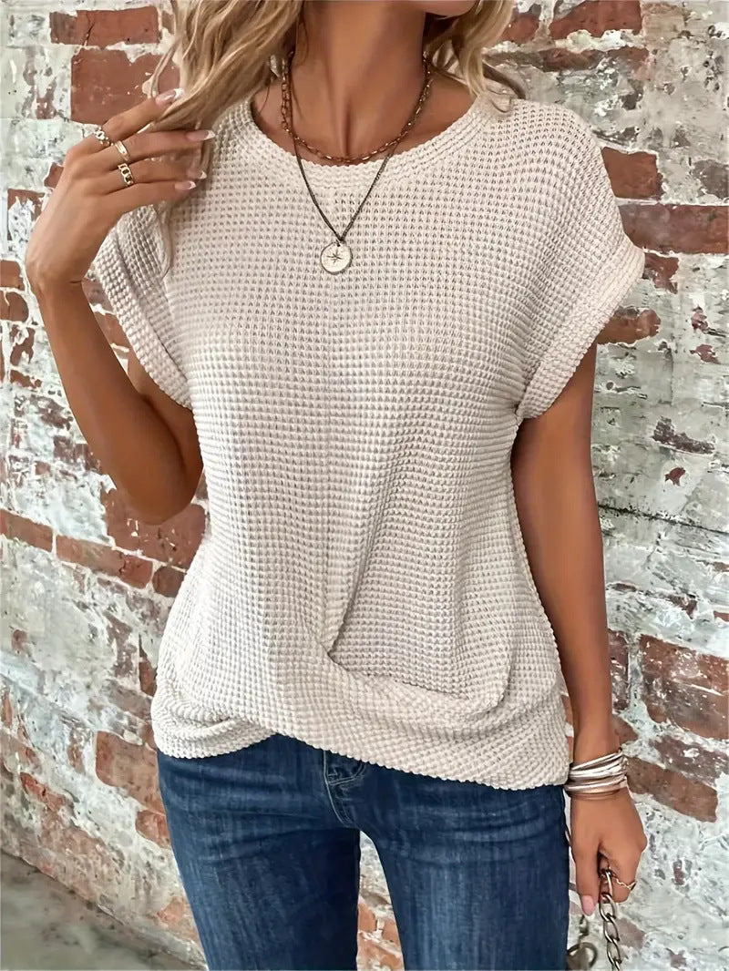 Sylvia | Waffle Knit Casual Tee, women's tee – view 4