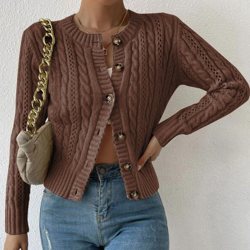Elfriede Cable-Knit Button Cardigan