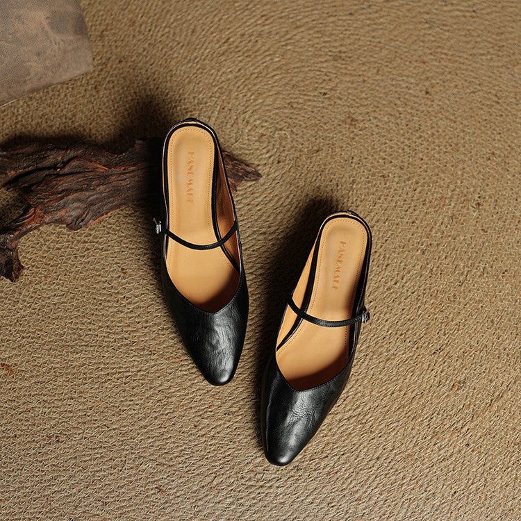 Tanja Genuine Leather Slip-On Mules