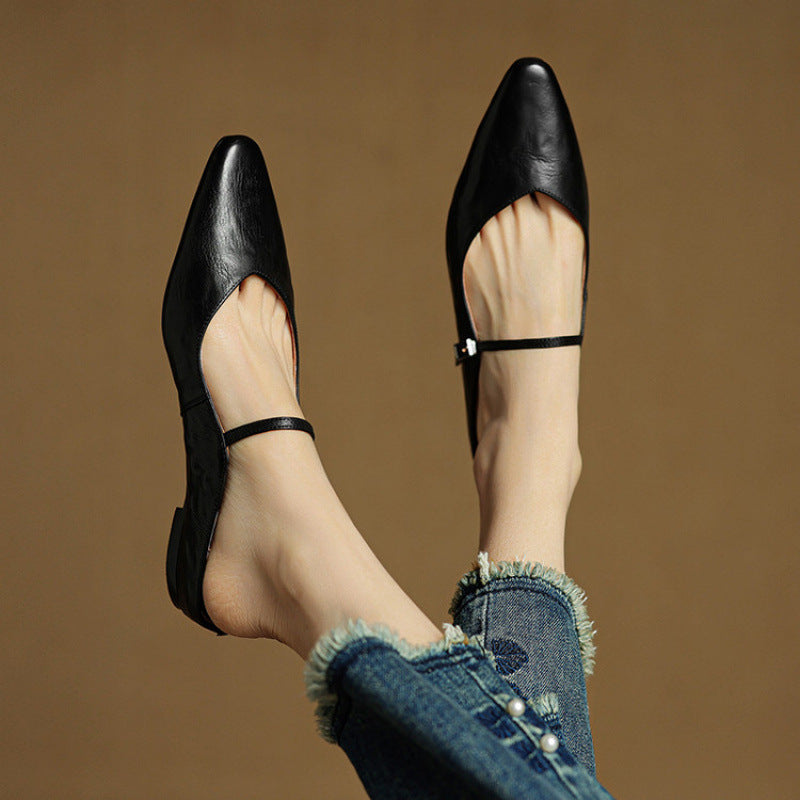 Tanja Genuine Leather Slip-On Mules