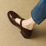 Nadine | Leather T-Strap Low Block Heel Mary Janes