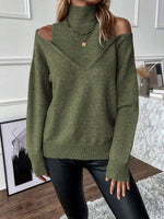 Bettina Off-Shoulder Turtleneck Knit Sweater