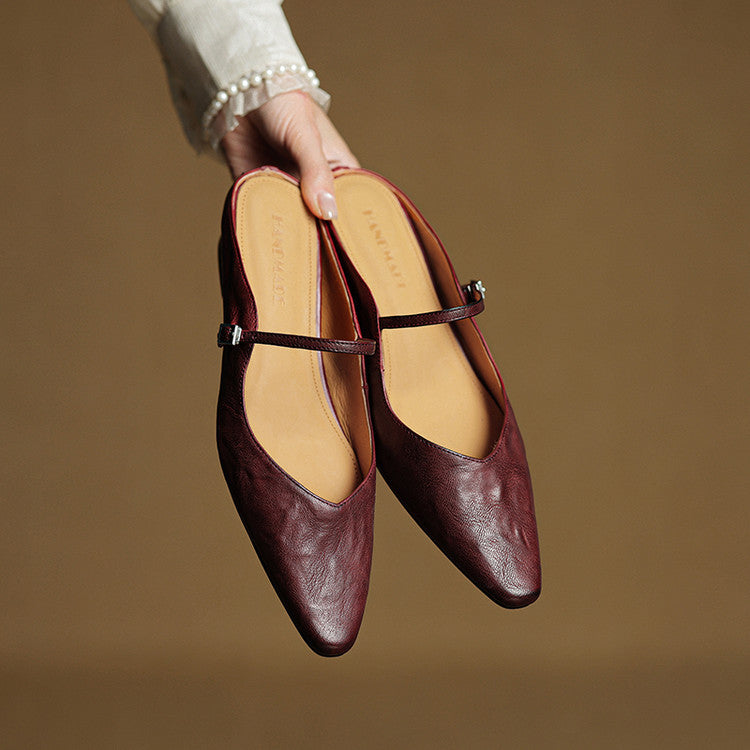 Tanja Genuine Leather Slip-On Mules