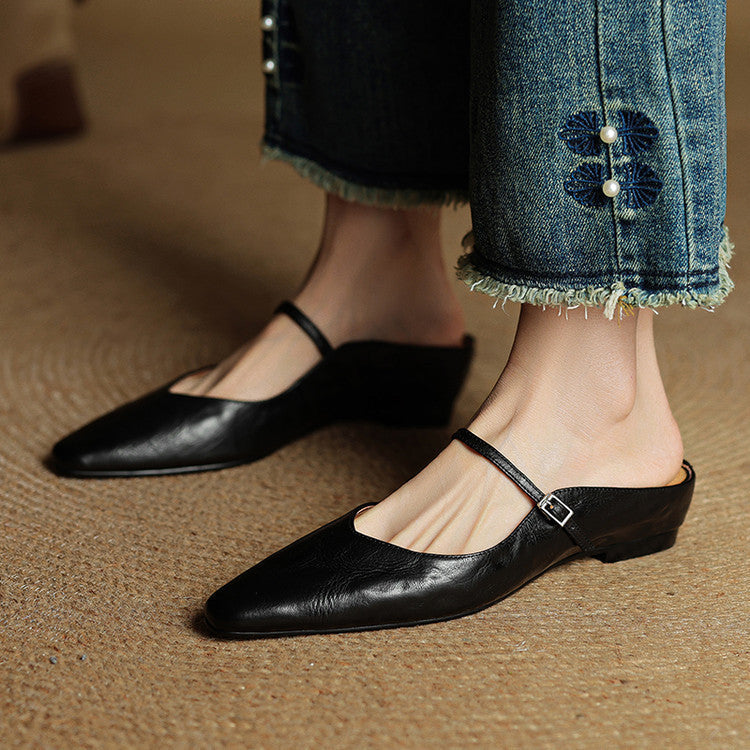 Tanja Genuine Leather Slip-On Mules