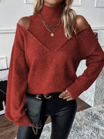 Bettina Off-Shoulder Turtleneck Knit Sweater