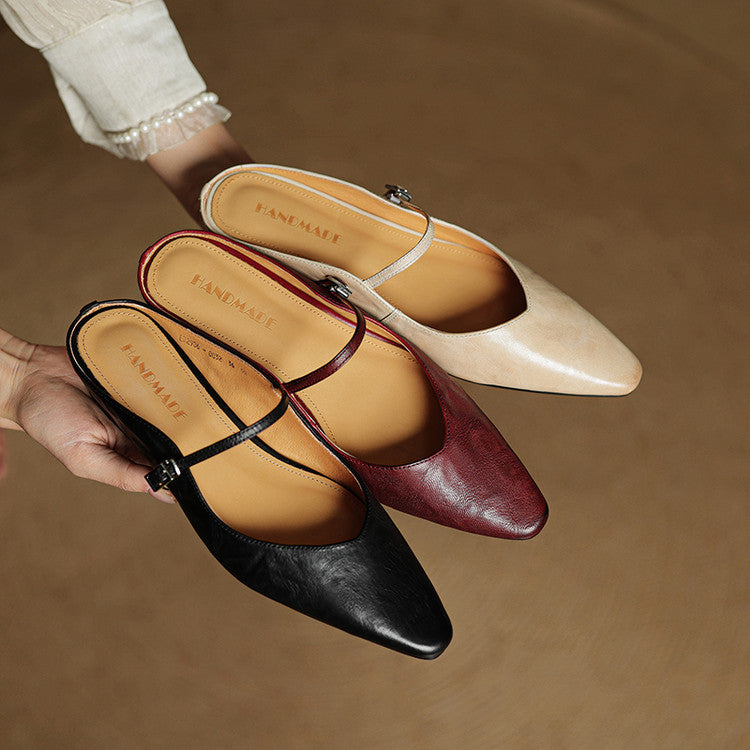 Tanja Genuine Leather Slip-On Mules