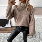 Bettina Off-Shoulder Turtleneck Knit Sweater