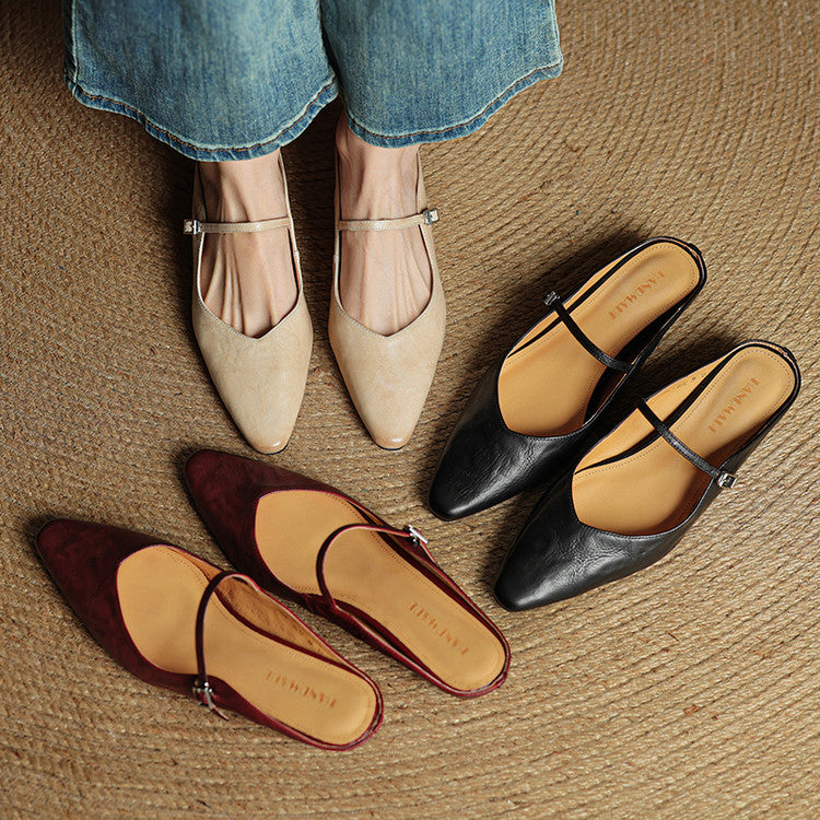 Tanja Genuine Leather Slip-On Mules