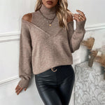 Bettina Off-Shoulder Turtleneck Knit Sweater
