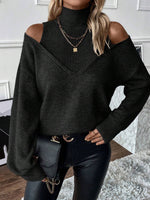 Bettina Off-Shoulder Turtleneck Knit Sweater