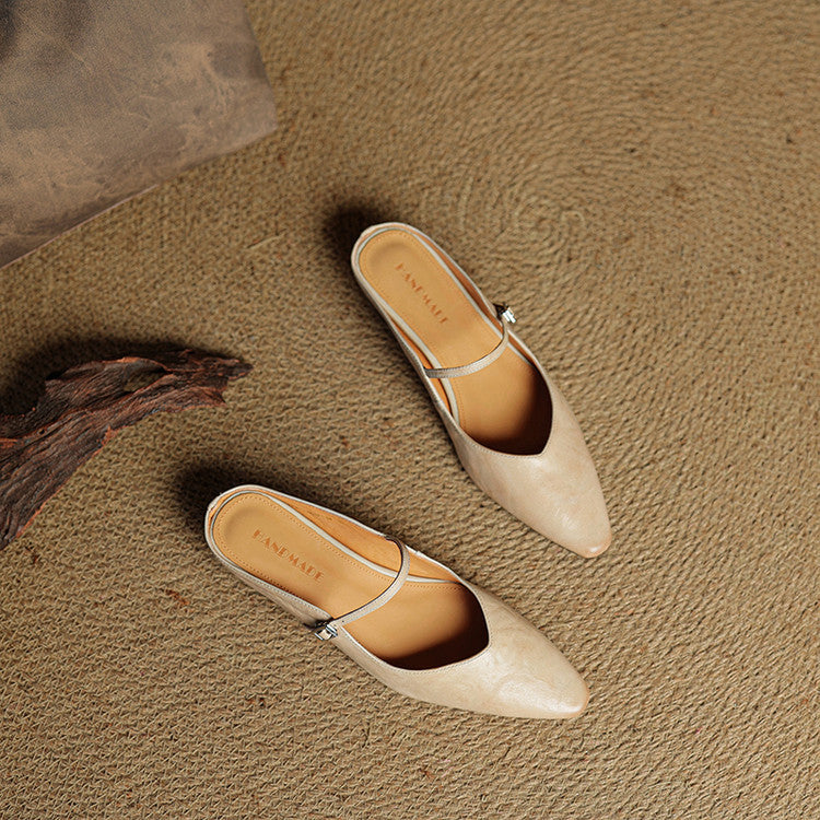 Tanja Genuine Leather Slip-On Mules