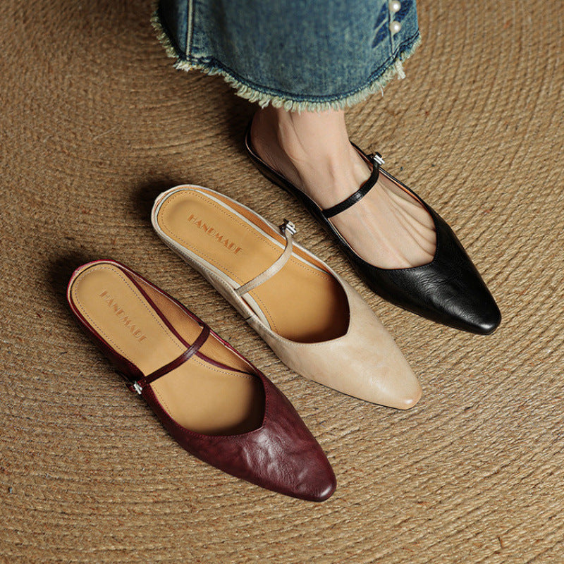Tanja Genuine Leather Slip-On Mules