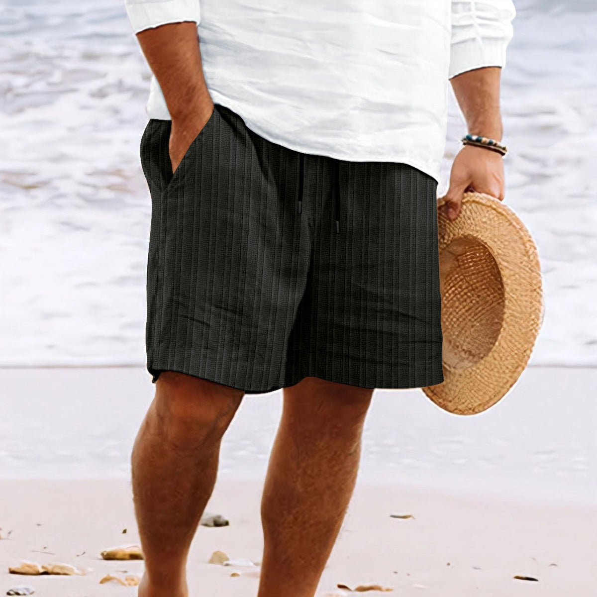 Niklas Striped Drawstring Beach Shorts