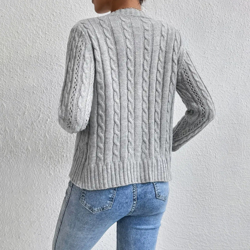 Elfriede Cable-Knit Button Cardigan