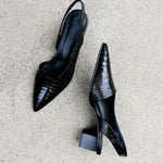 Maria Pointed Slingback Pumps with Low Heel