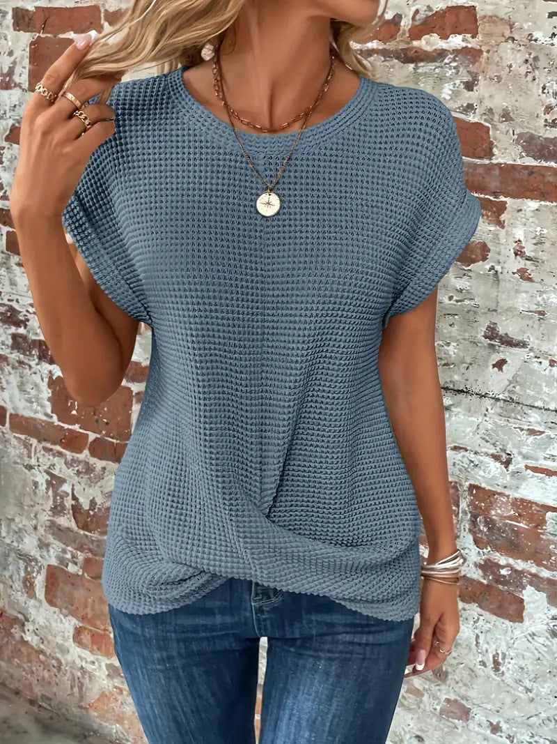 Sylvia | Waffle Knit Casual Tee, women's tee – view 6