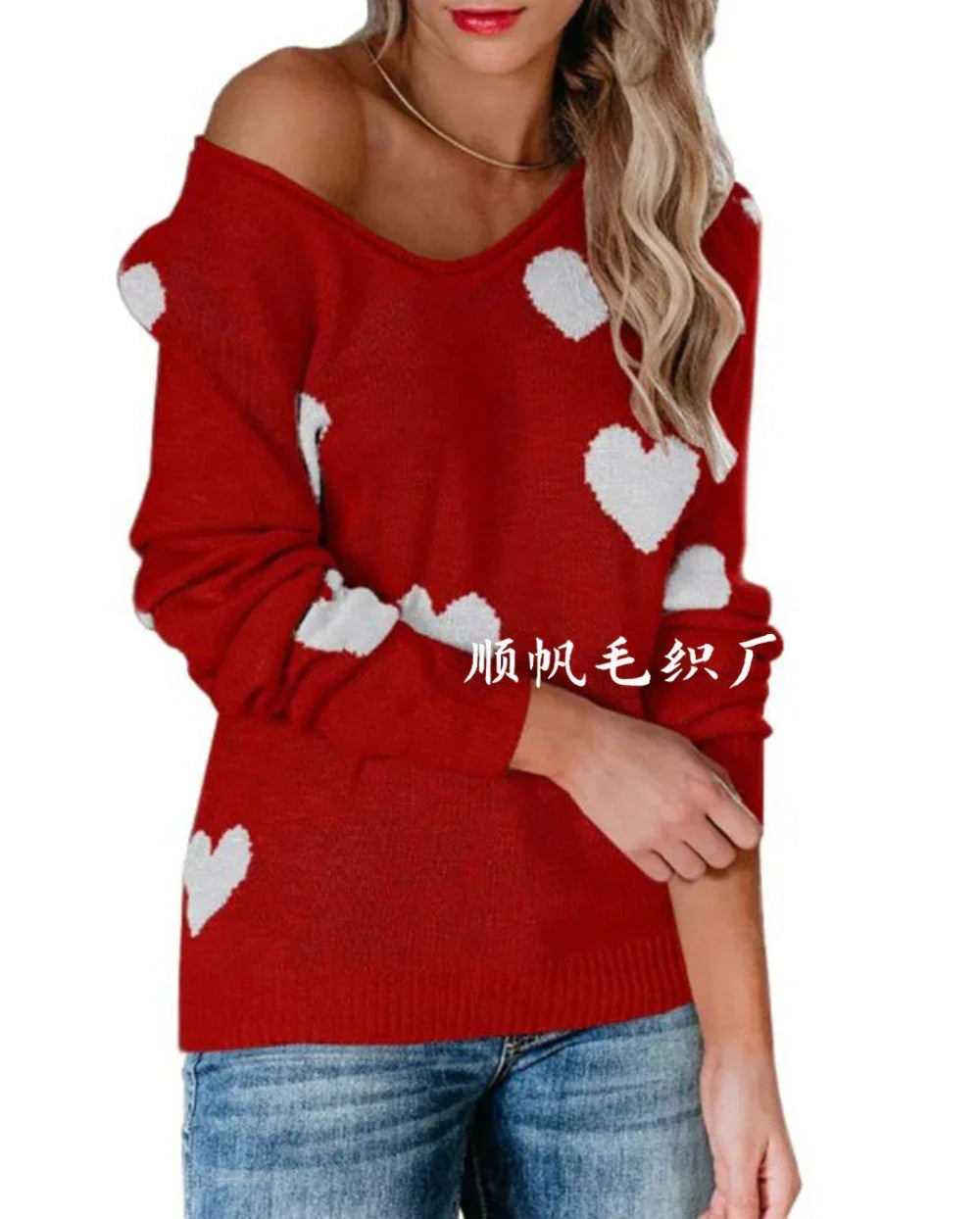 Claudia Heart Print Christmas Sweater