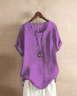Doris Casual Short-Sleeve Button Blouse