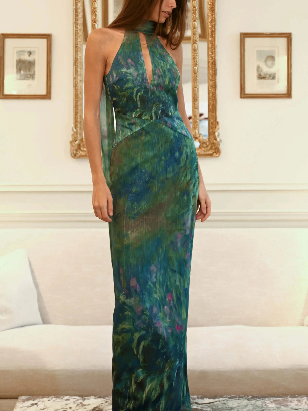 Painterly Print Maxi Dress