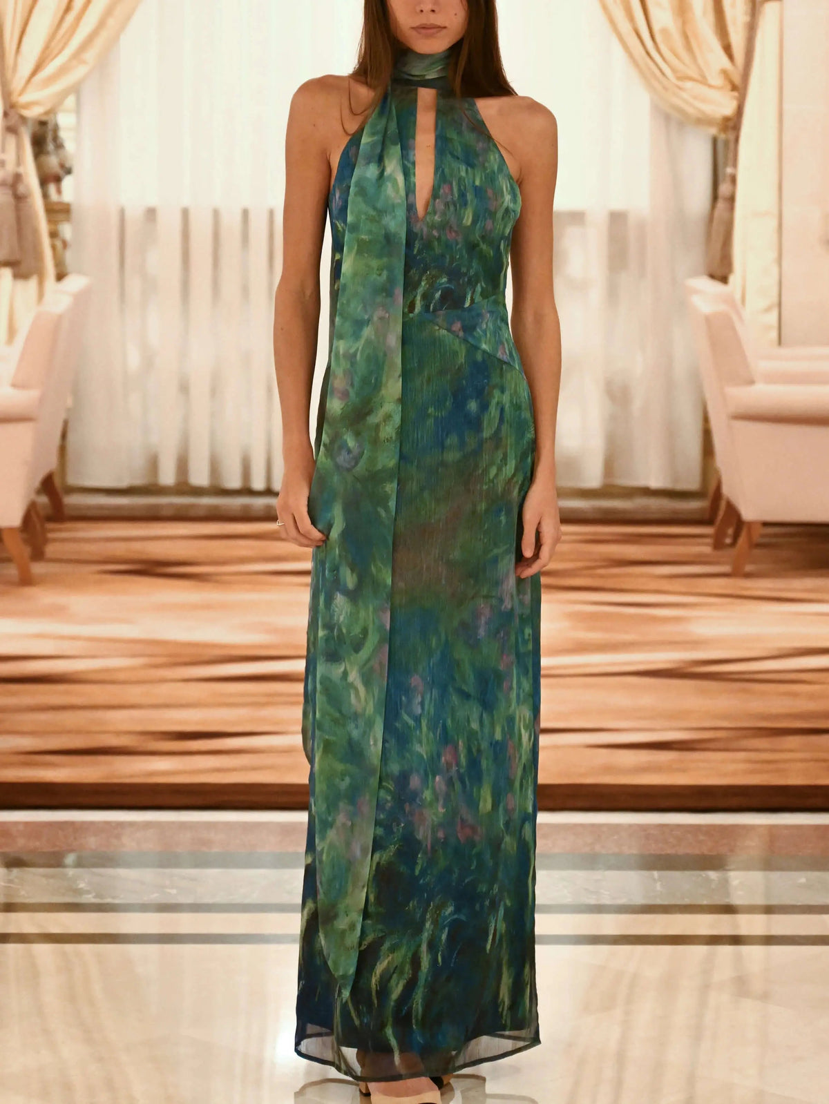 Painterly Print Maxi Dress