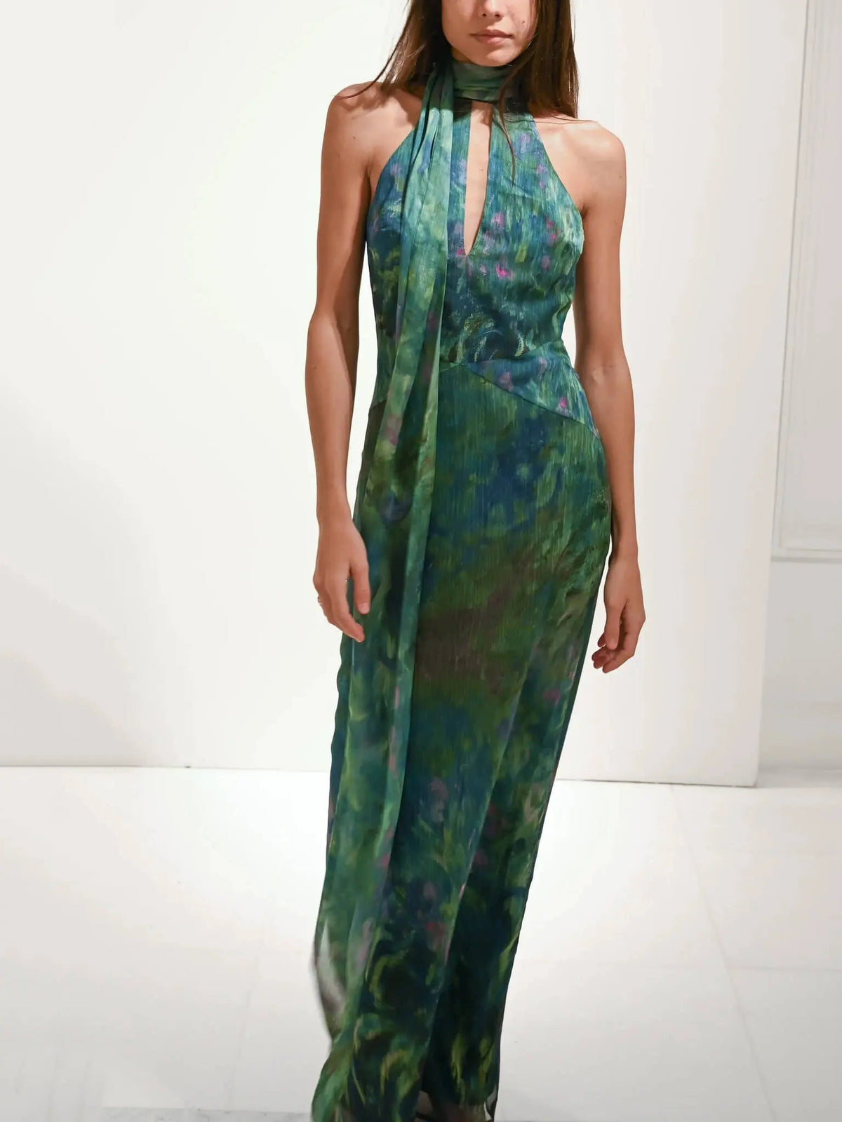 Painterly Print Maxi Dress